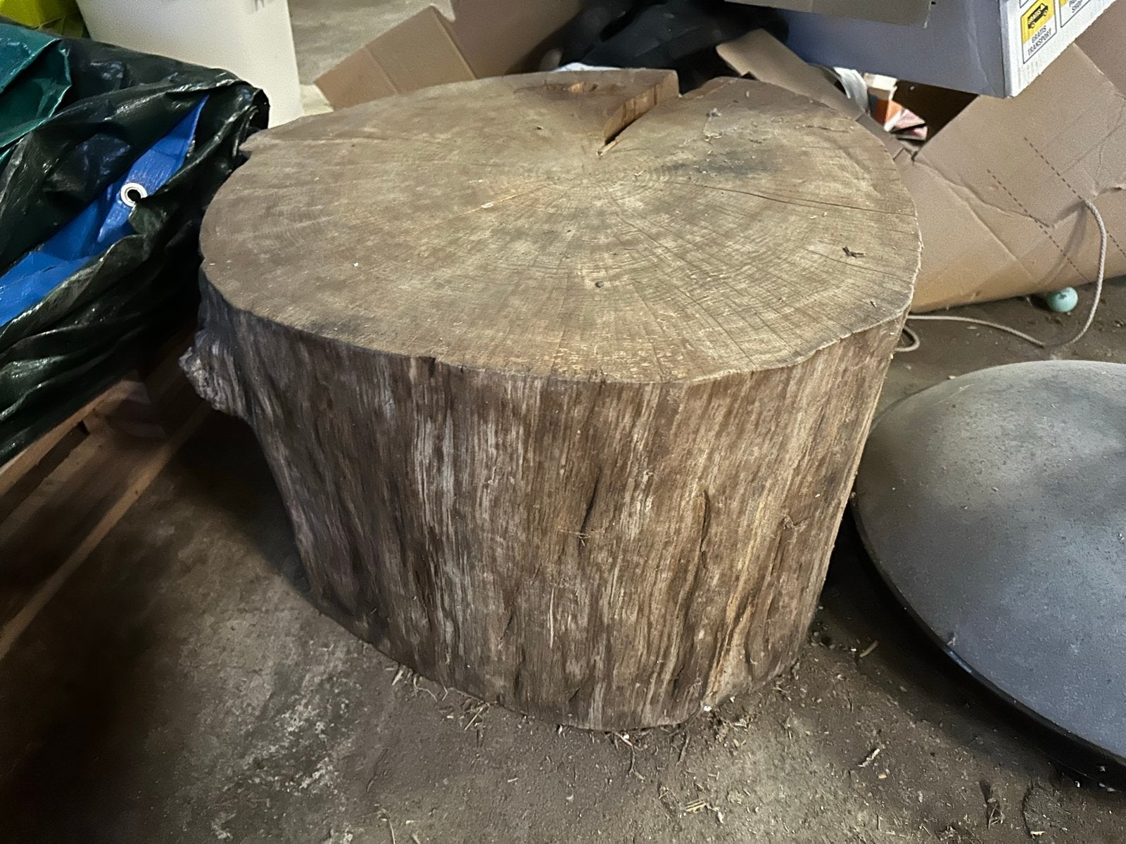 Houten blokken: salontafel en bijzettafeltjes (3 stuks), Ophalen, Gebruikt, Rond, 50 tot 100 cm