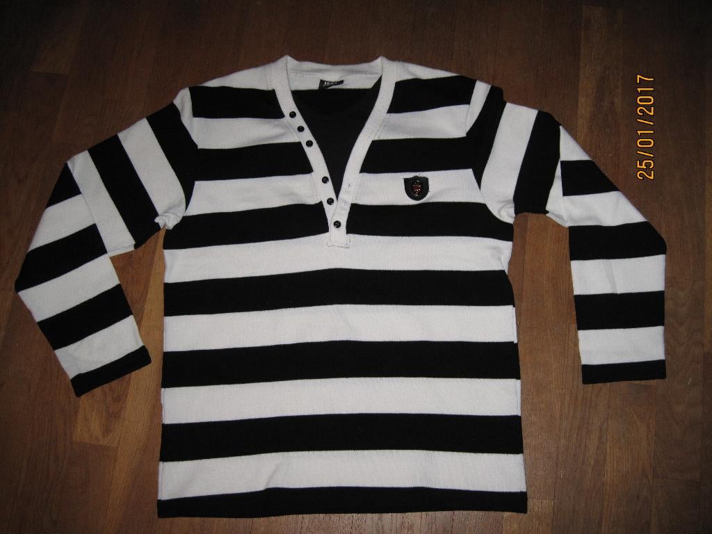 Jeel Jeans & Clubwear zwart wit gestreepte trui maat XXL, Zwart, Maat 46/48 (XL) of groter, Ophalen of Verzenden, Gedragen