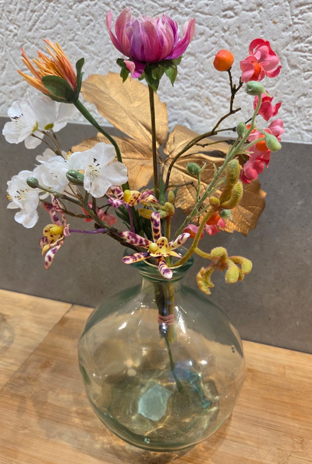 ZGN mini Silk-ka boeketje bloemstukje met kunstbloemen, Huis en Inrichting, Woonaccessoires | Kunstplanten en Kunstbloemen, Zo goed als nieuw