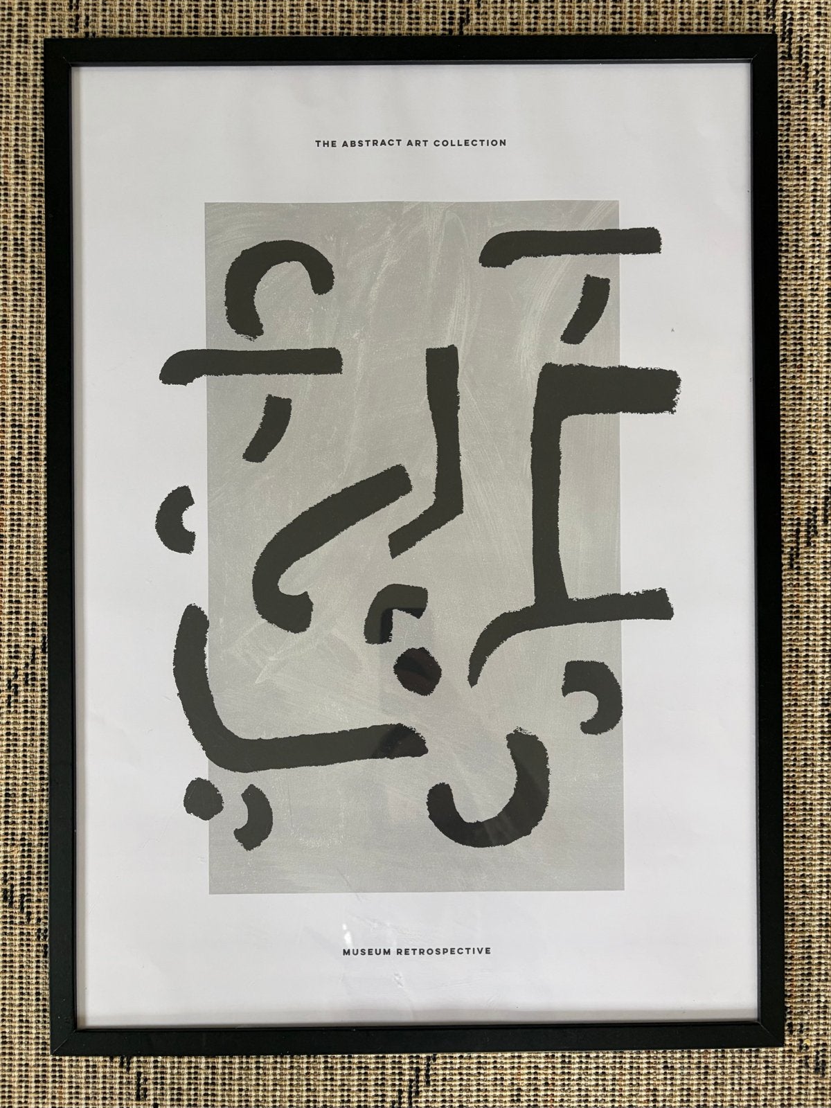 Abstracte kunst poster met zwarte lijst 52x73 cm, Ophalen