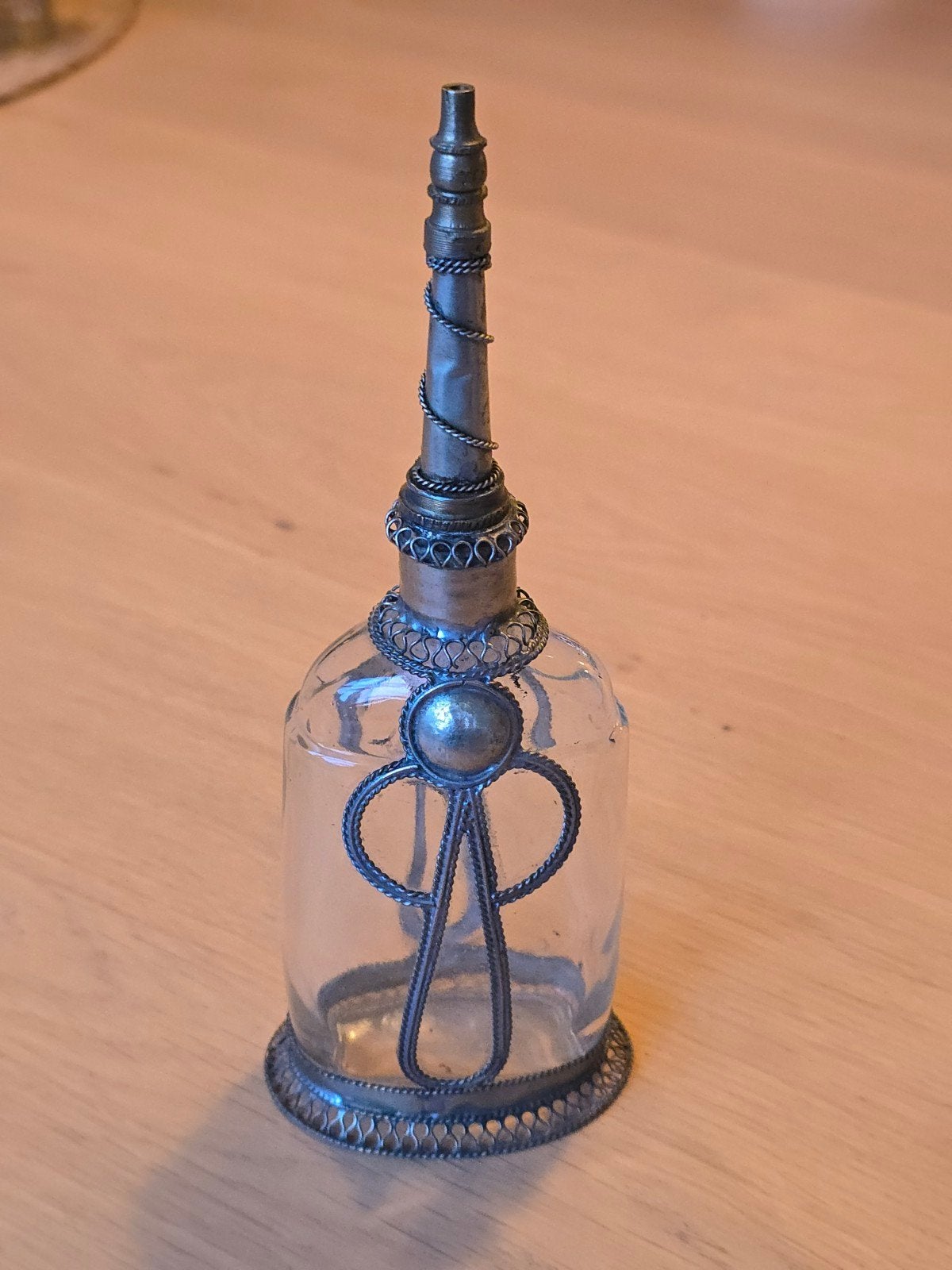 antiek Parfumflesje Glas zilver Handgemaakt 19e-eeuws €59, Ophalen of Verzenden