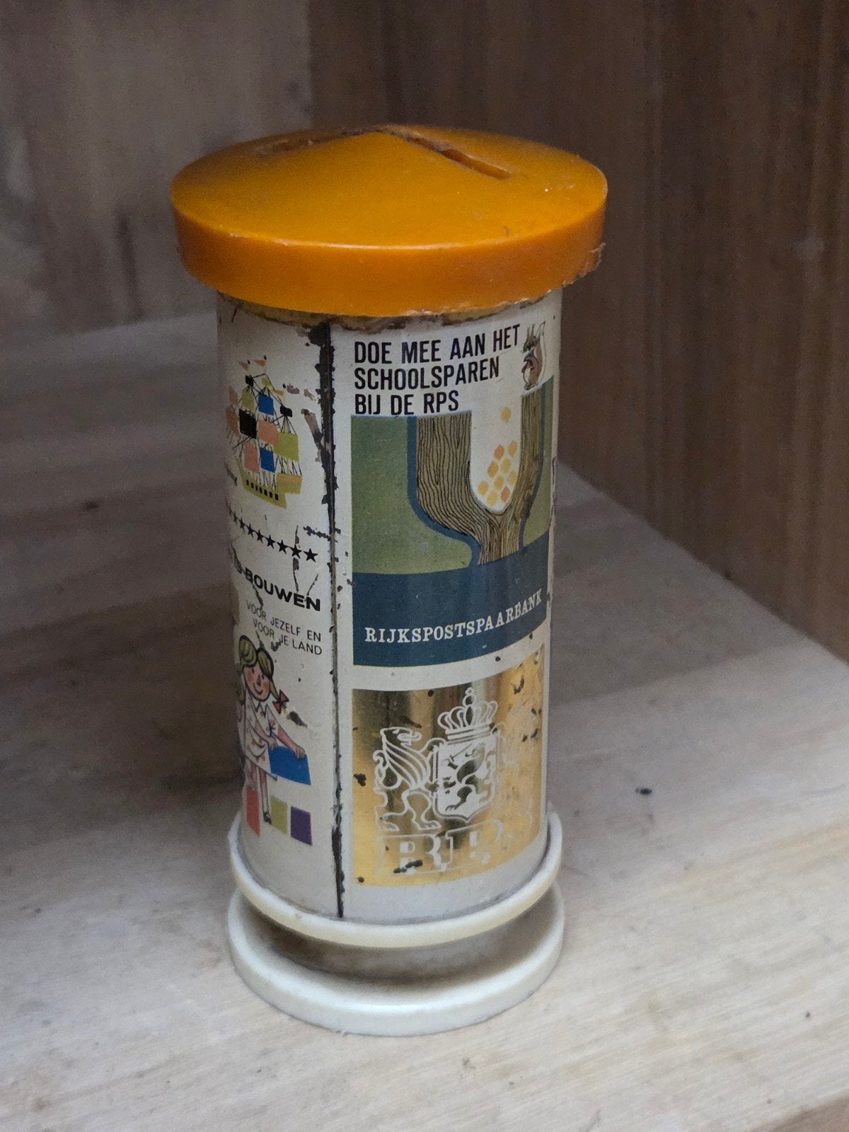 Vintage Rijkspostspaarbank spaarpot - Schoolsparen, Ophalen of Verzenden, Gebruikt, Overige materialen, Overige thema's