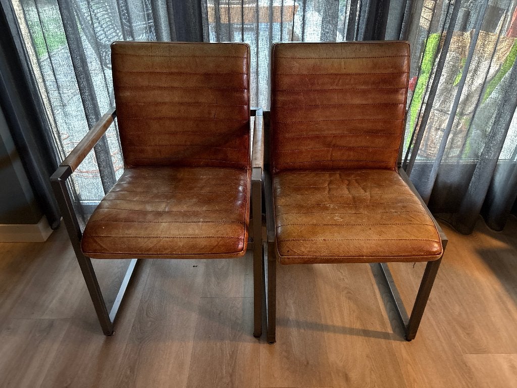 6x Eetkamerstoelen leer, Ophalen, Gebruikt, Overige kleuren, Leer