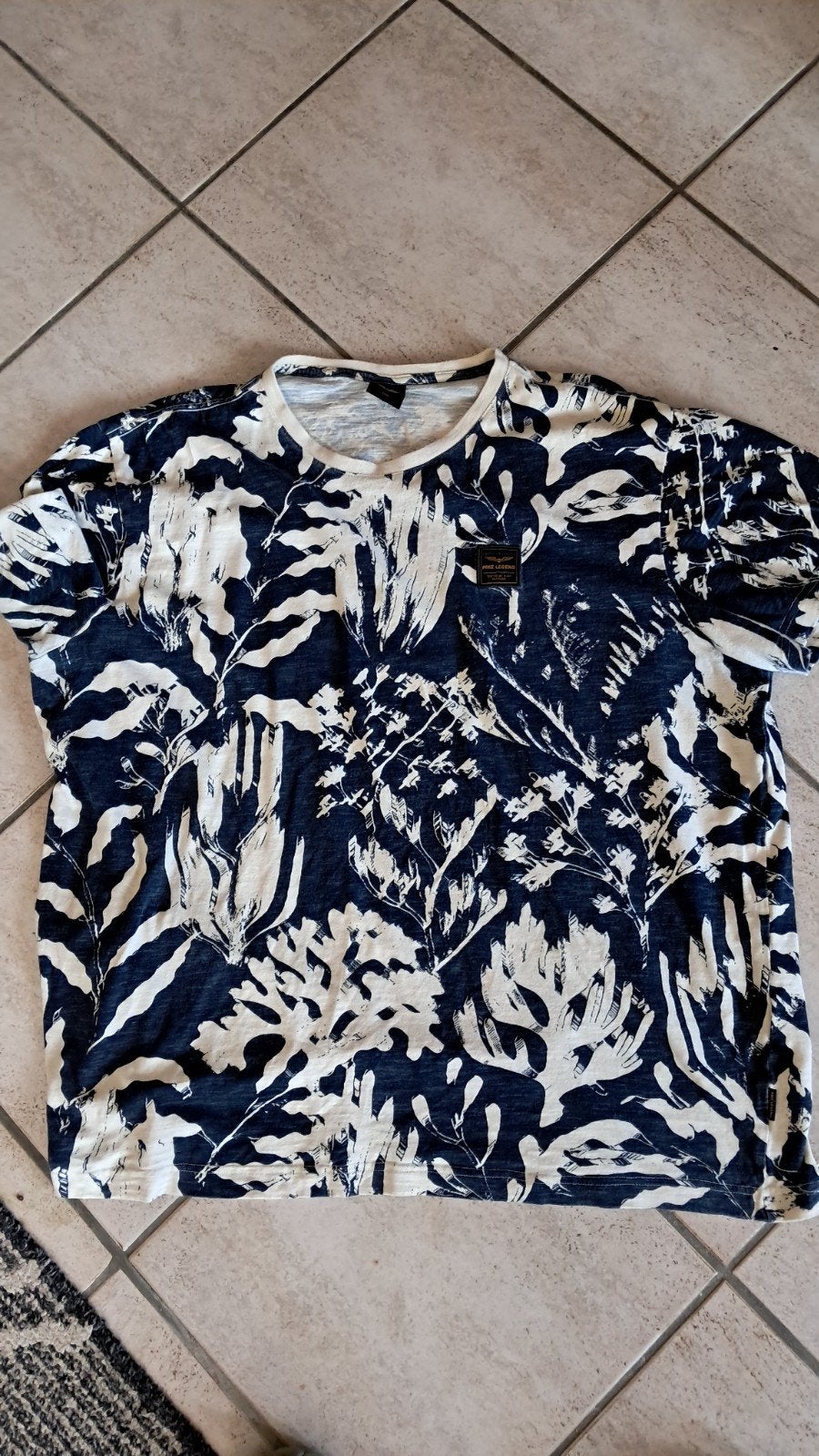 PME Legend T-shirt XXXL Blauw/Beige Prints, Verzenden