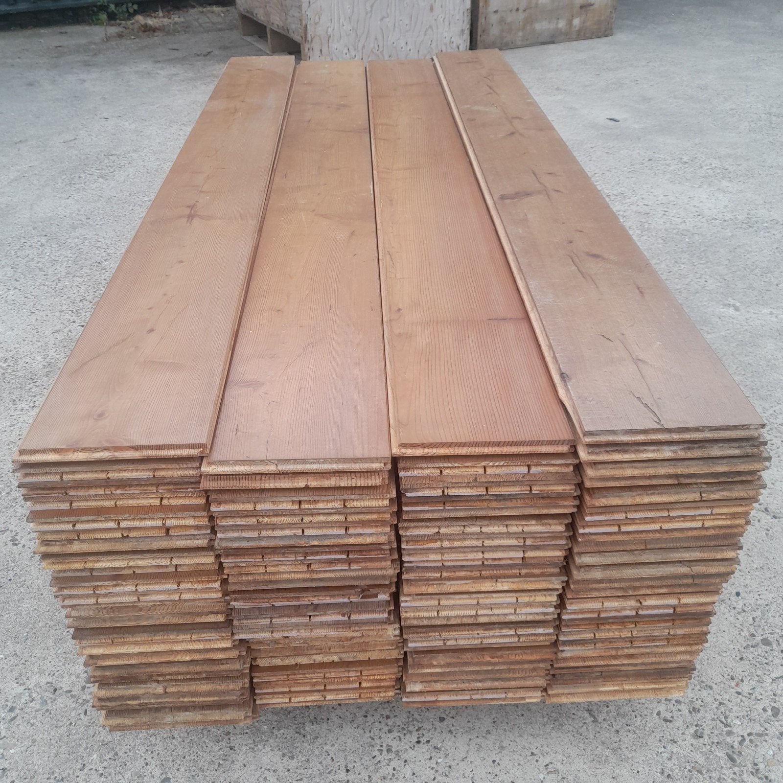Massief grenen vloer 34,5 m2 vloerdelen 20 cm breed, Ophalen, Gebruikt, Vloerdelen of -planken, 10 m² of meer