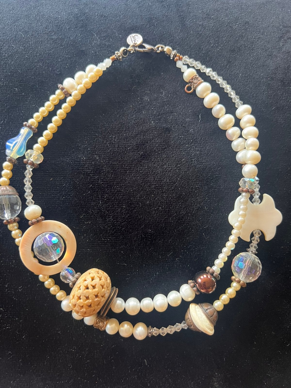 Sari collier met parels en steen, Ophalen of Verzenden, Zo goed als nieuw, Steen of Mineraal