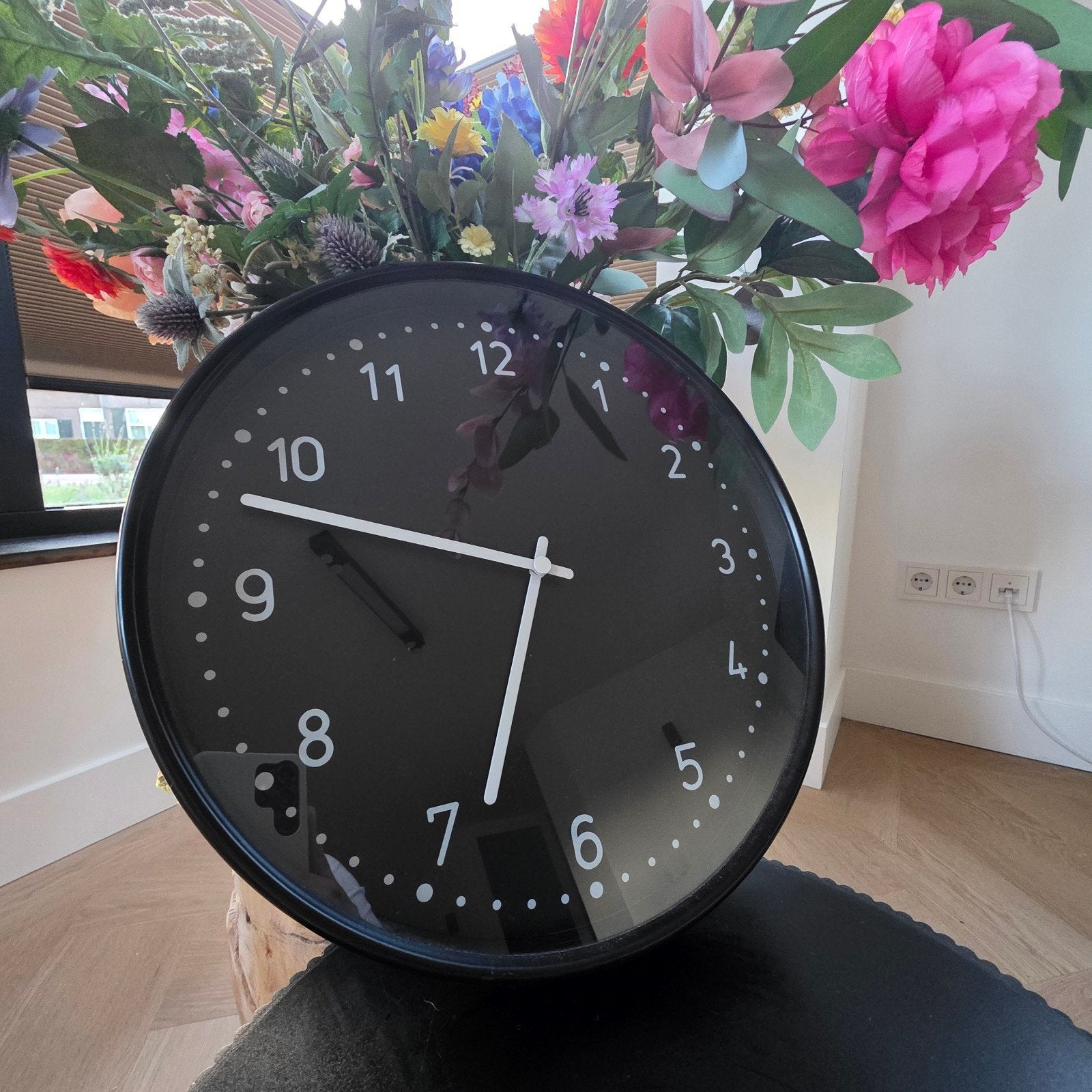 IKEA Bondis wandklok - Zwart/Wit, 38 cm, Ophalen, Zo goed als nieuw, Wandklok