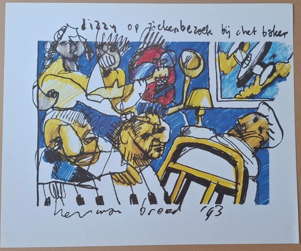 Herman Brood - Dizzy Gillespie & Chet Baker - Pop Series 93, Portret en Figuren, Gesigneerd in de plaat, Offsetdruk, Ophalen of Verzenden