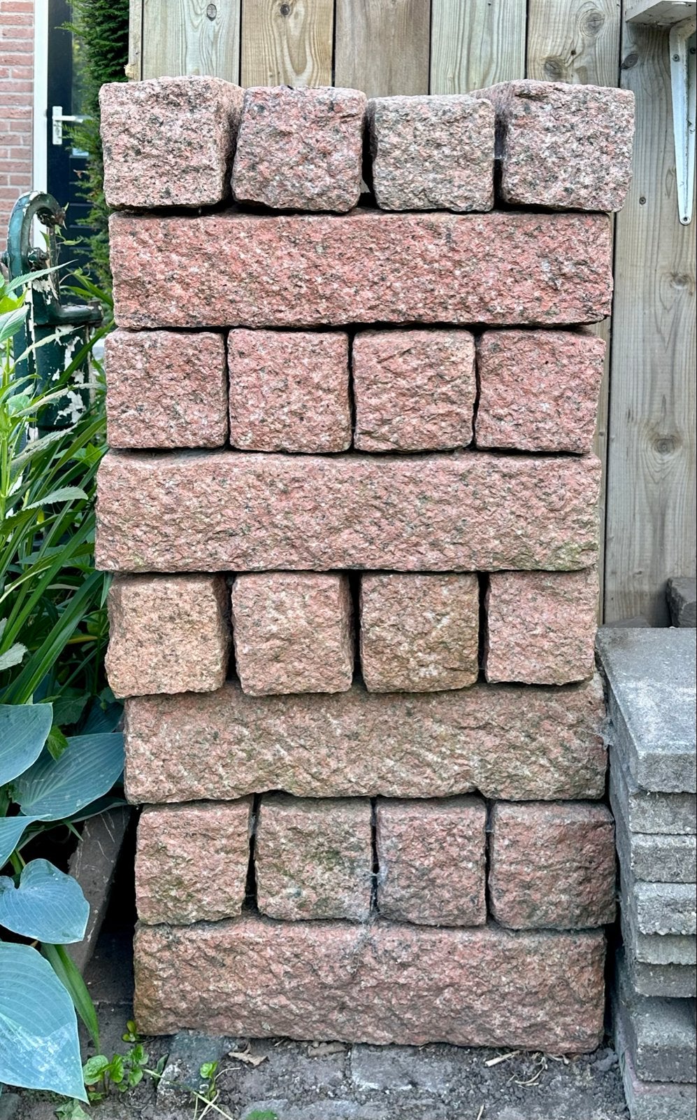 Granieten stapelstenen 50x12x12cm - rood/grijs, Ophalen, Gebruikt, Graniet, Overige typen