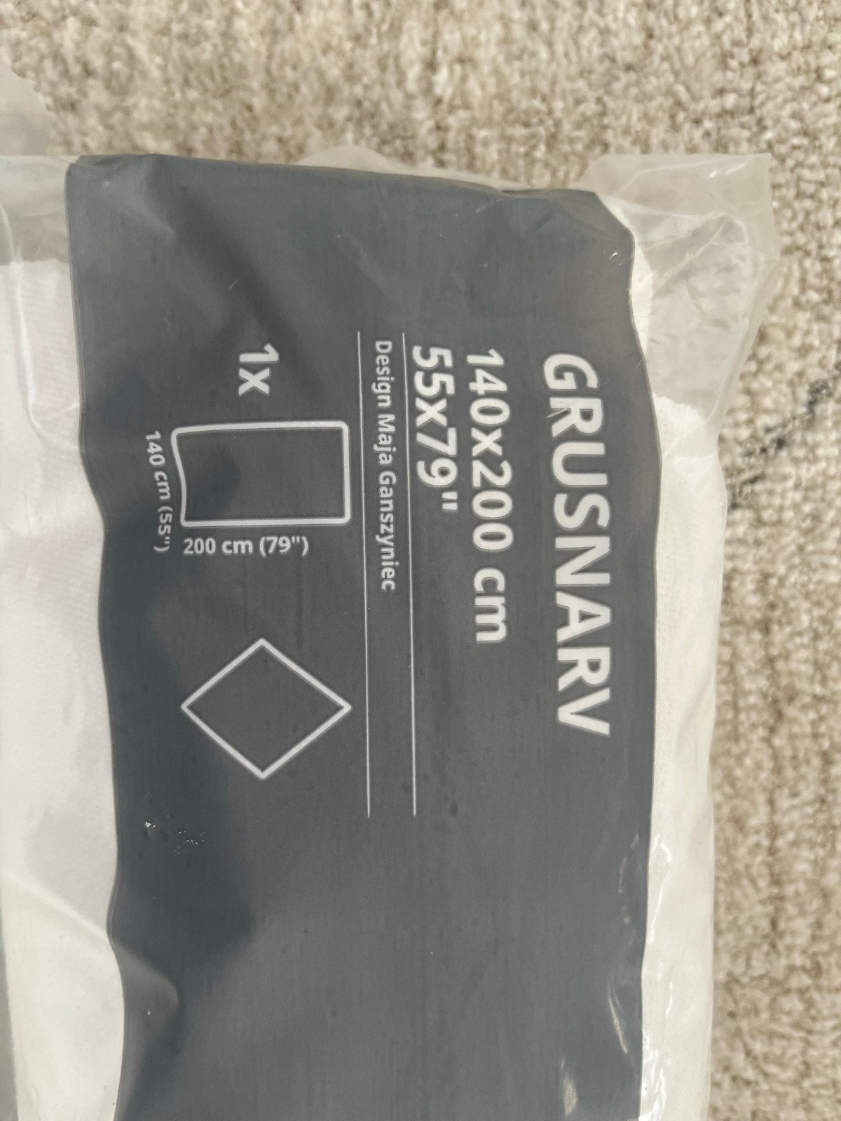IKEA GRUSNARV Matrasbeschermer 140x200cm - NIEUW, Ophalen, Matrasbeschermer, Wit, Nieuw