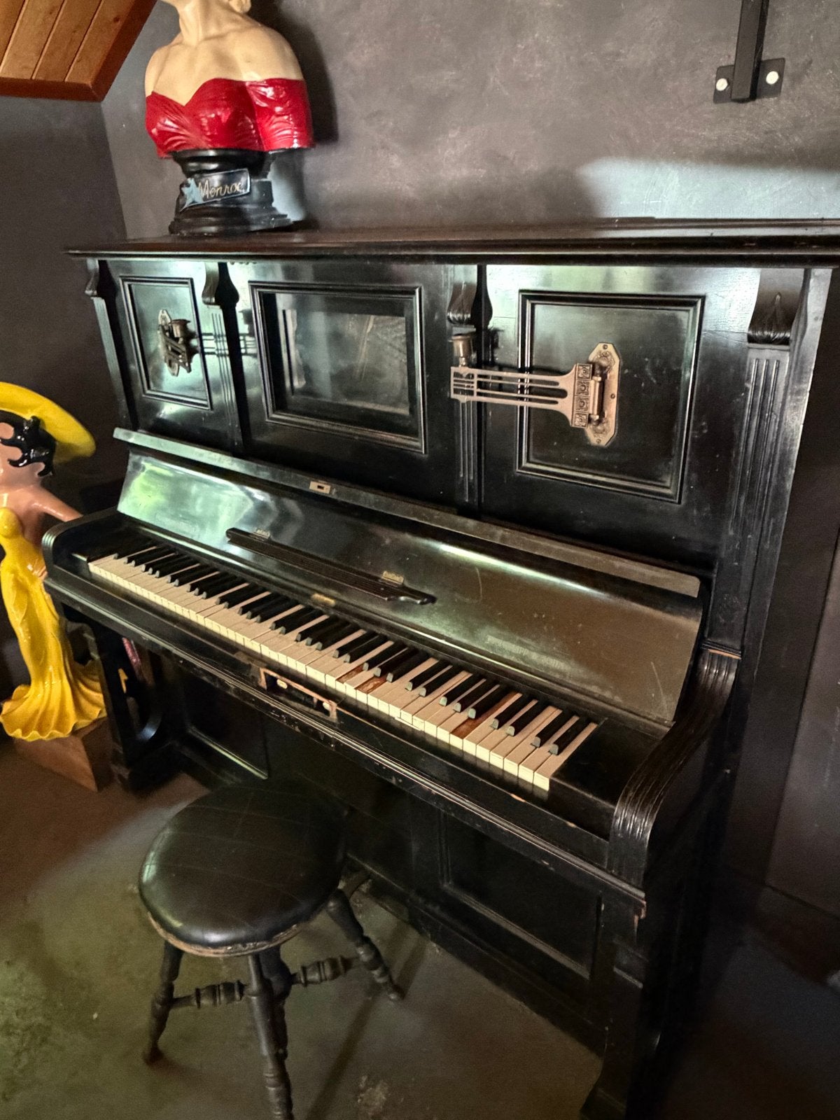Antieke Philipps Ducanola piano - opknapper, Ophalen, Gebruikt, Zwart, Piano