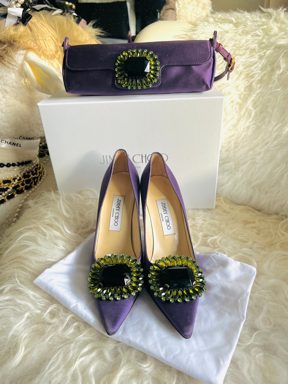 jimmy Choo tas+ schoenen set, Ophalen of Verzenden, Zo goed als nieuw, Groen