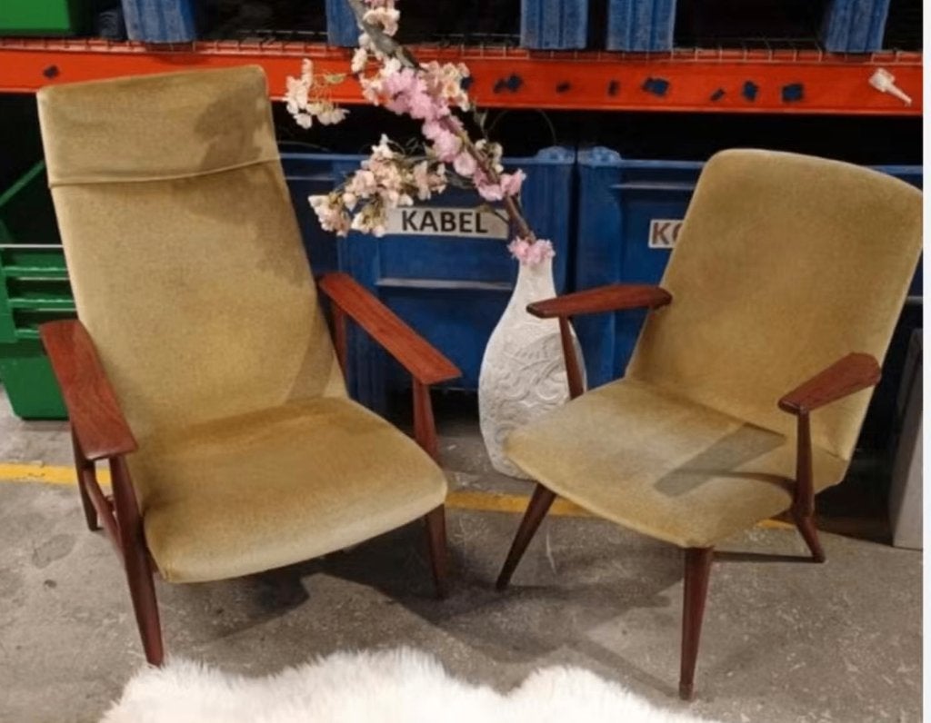 fauteuil  2 Vintage fauteuils retro heren en dames fauteuil, Ophalen, Huis en Inrichting