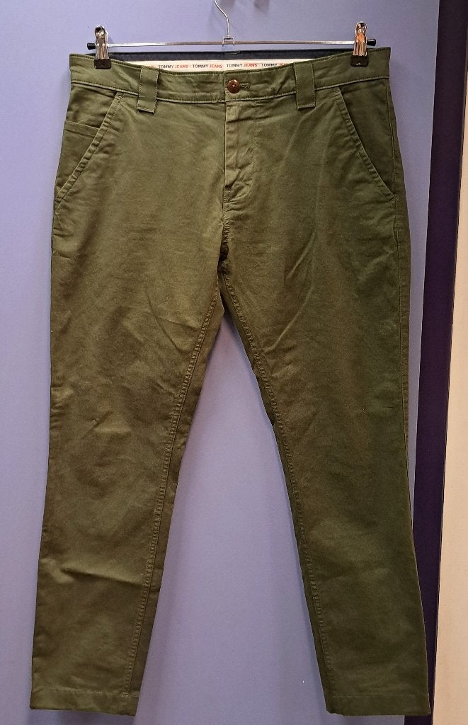 Tommy Hilfiger kaki groen katoen broek Scanton Slim 34 47806