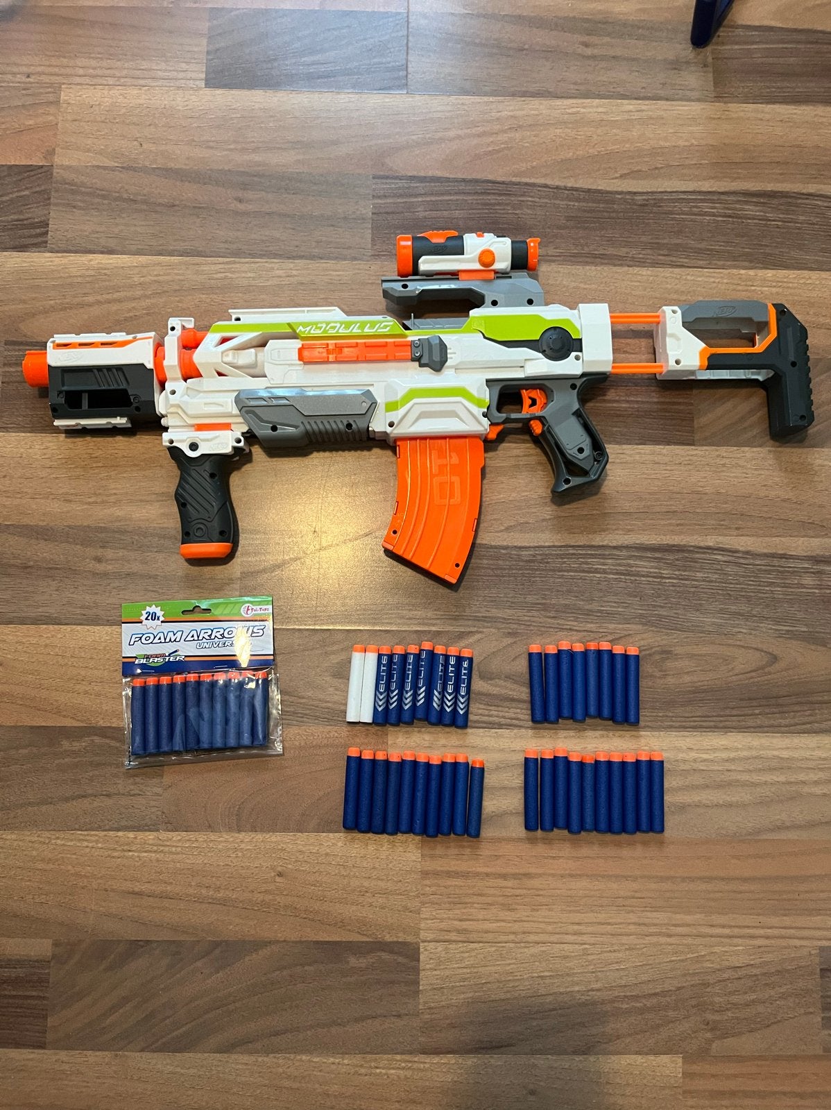 NERF N-Strike Modulus ECS-10 Blaster met accessoires, Ophalen of Verzenden, Gebruikt