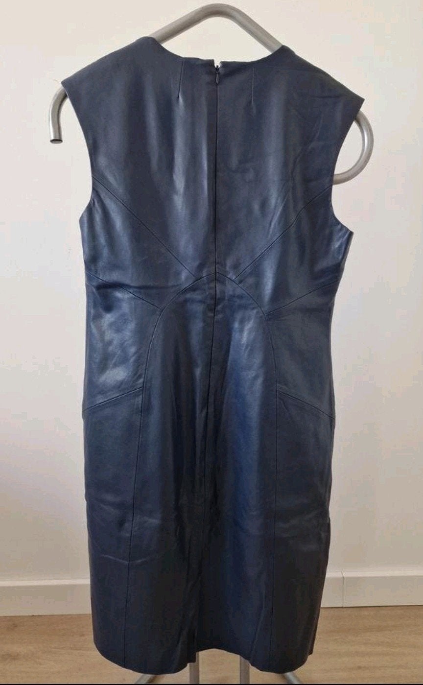Steps Leren Jurk - Donkerblauw - Maat 42, Ophalen, Blauw, Maat 42/44 (L), Zo goed als nieuw