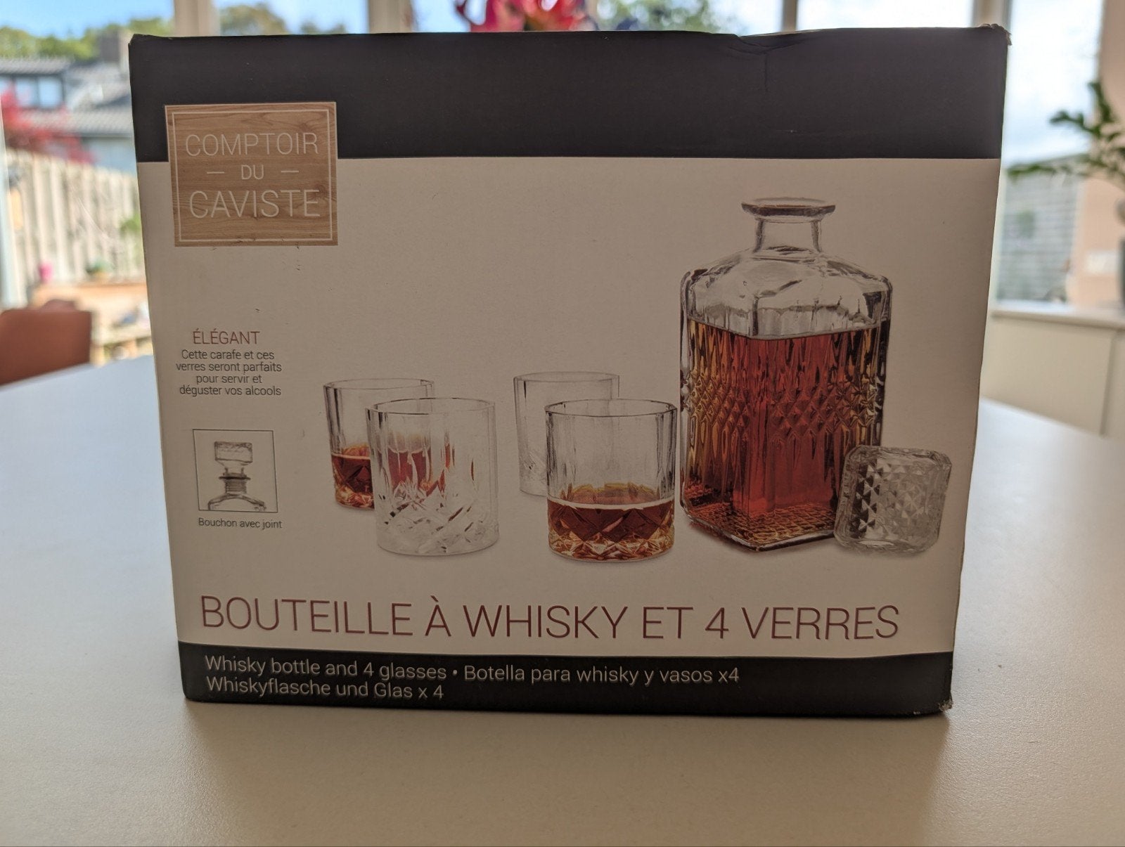NIEUW: Luxe Whiskey Set: Karaf en 4 Glazen, Overige typen, Ophalen of Verzenden, Nieuw, Glas