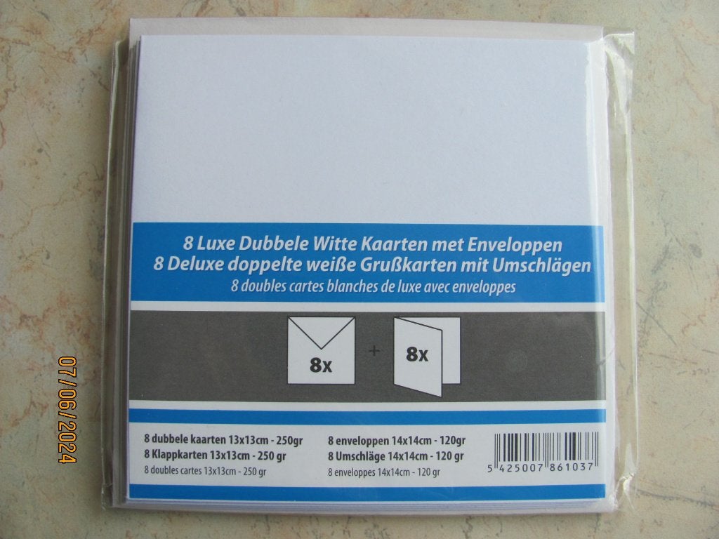 NIEUW set LUXE witte KAARTEN dubbel ENVELOP vierkant papier, Diversen, Papierwaren, Nieuw, Ophalen of Verzenden