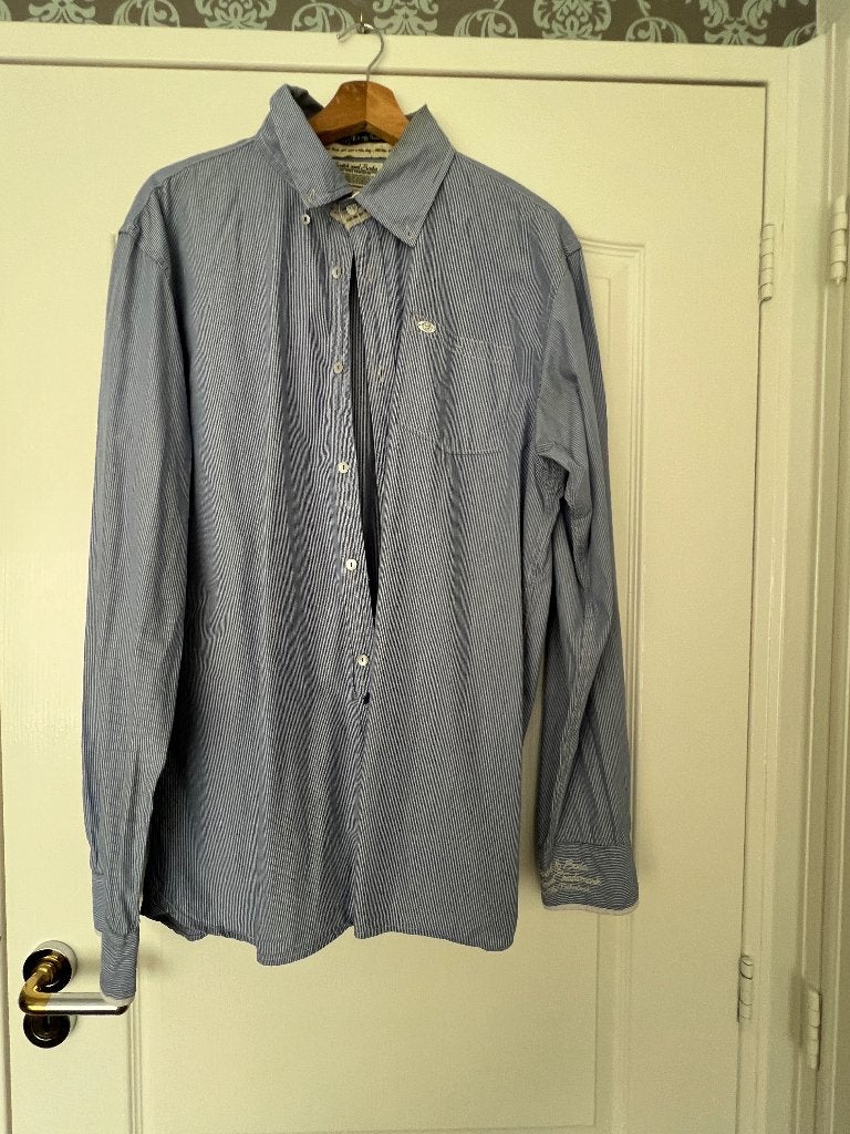 Scotch & Soda blauw wit gestreept overhemd maat XXL, Blauw, Ophalen of Verzenden, Zo goed als nieuw, Overige halswijdtes