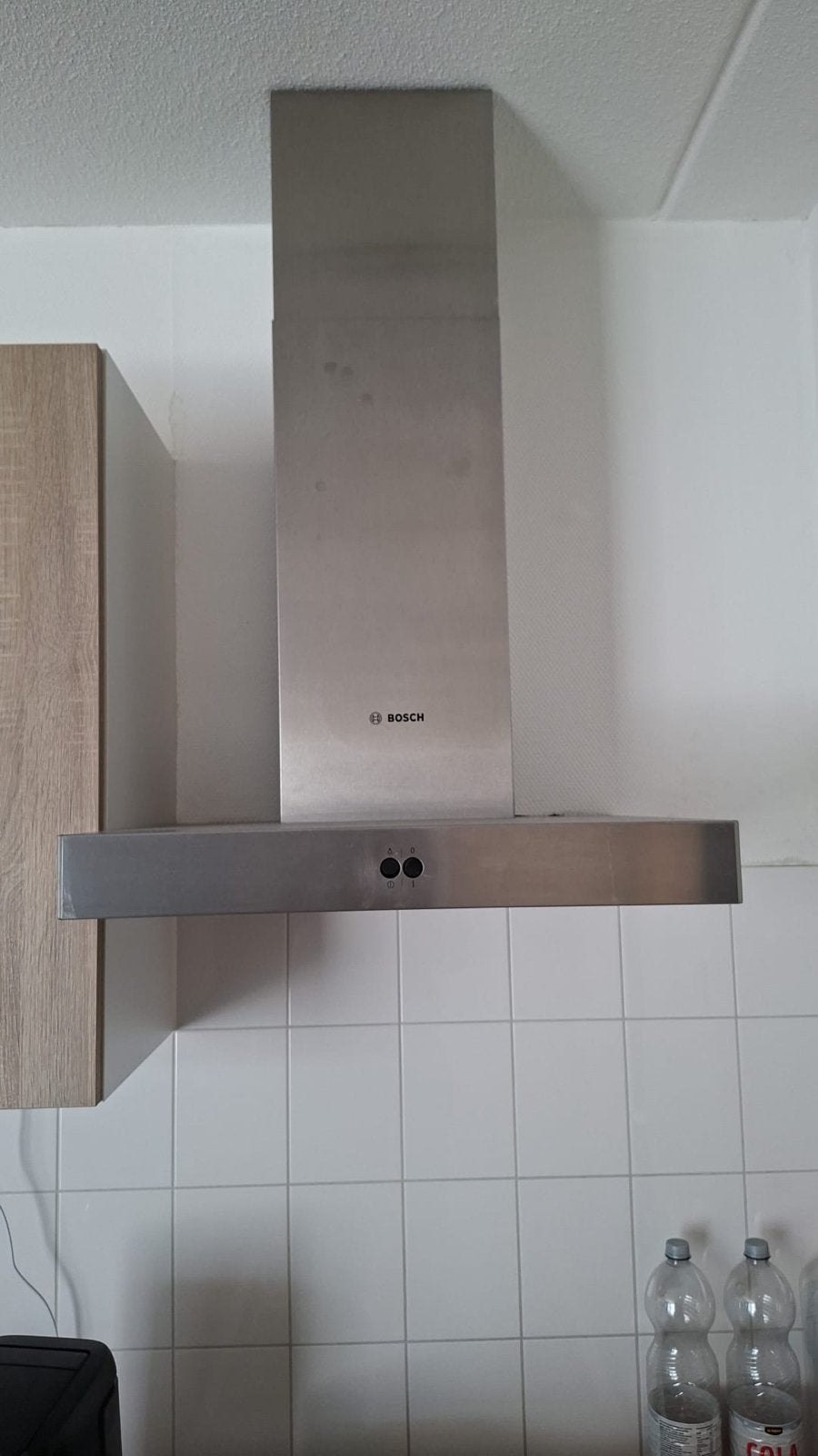 Bosch Afzuigkap DKE645GEU/02 - RVS Wandschouwkap, Ophalen, Zo goed als nieuw, Vrijstaand, Minder dan 200 m³ per uur