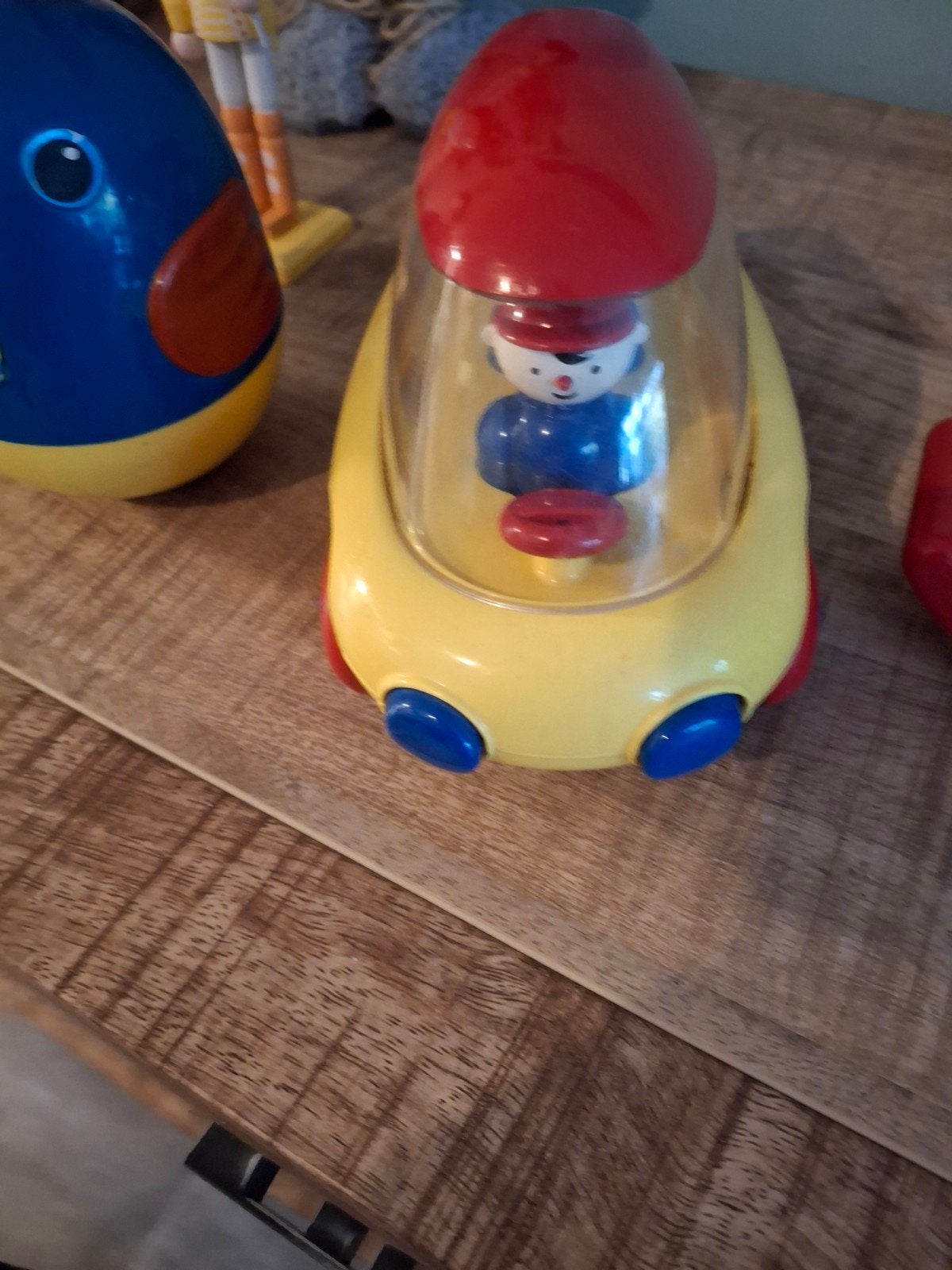 Vintage Fisher-Price speelgoed set: auto, vogel hobbelpaard, Ophalen of Verzenden, Gebruikt, Overige typen, Met wieltjes