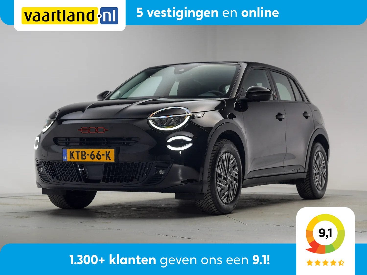 Fiat 600E Red 54 kWh [ Clima /ECC Camera Apple / Android Cru, Auto's, 0 cilinders, Gebruikt, Zwart, SUV of Terreinwagen