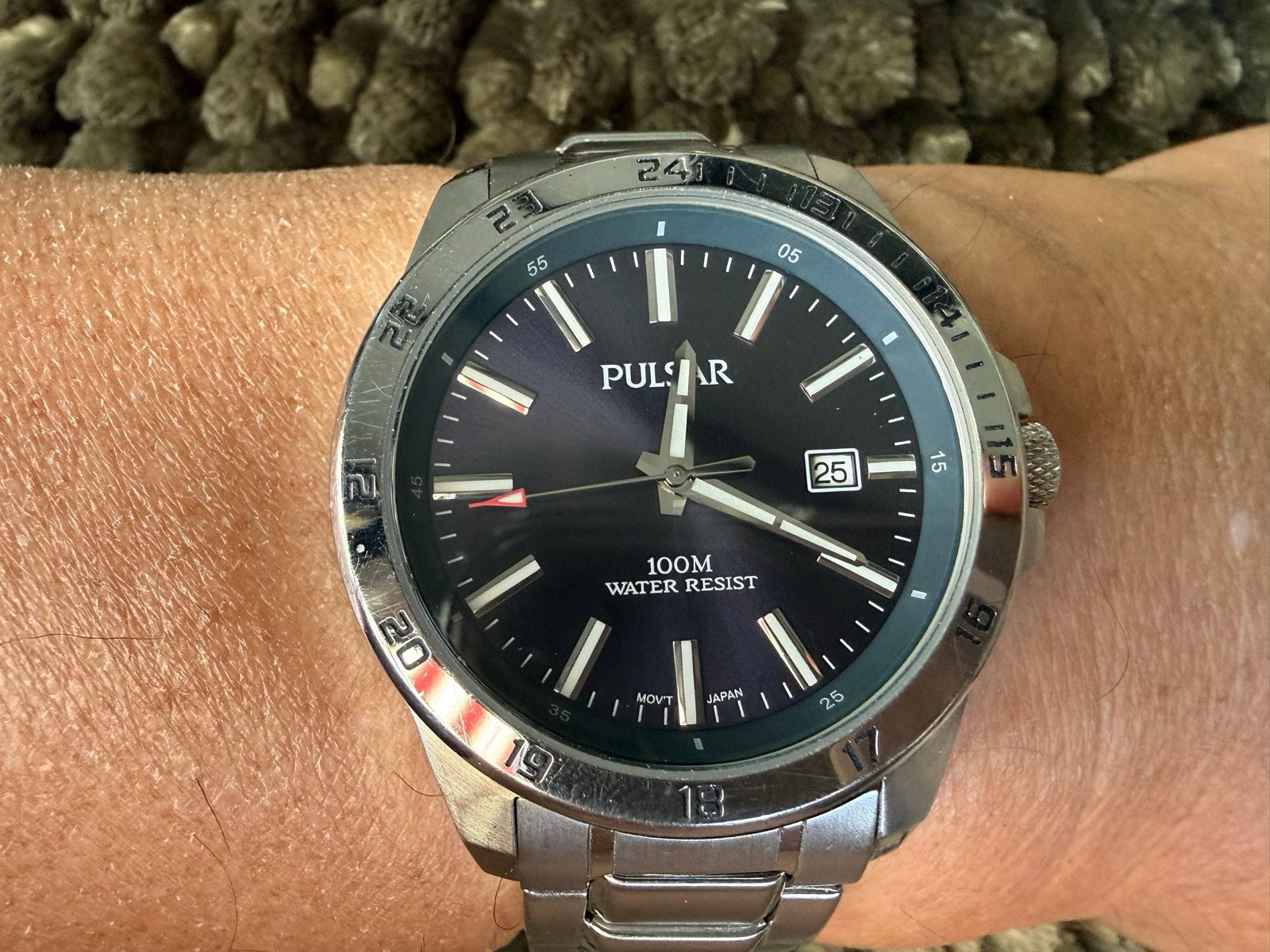 Pulsar Herenhorloge PX3155X1 - 100M waterbestendig., Overige merken, Staal, Gebruikt, Staal
