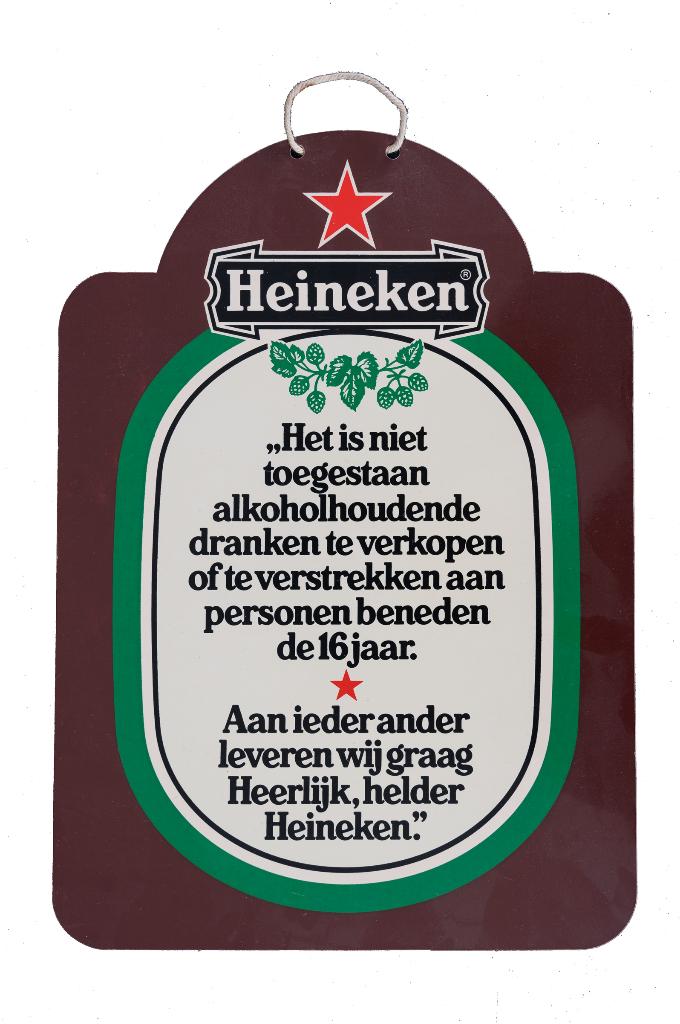 Heineken Het is niet toegestaan alkoholhoudende dranken ..., Ophalen of Verzenden, Zo goed als nieuw, Reclamebord, Plaat of Schild