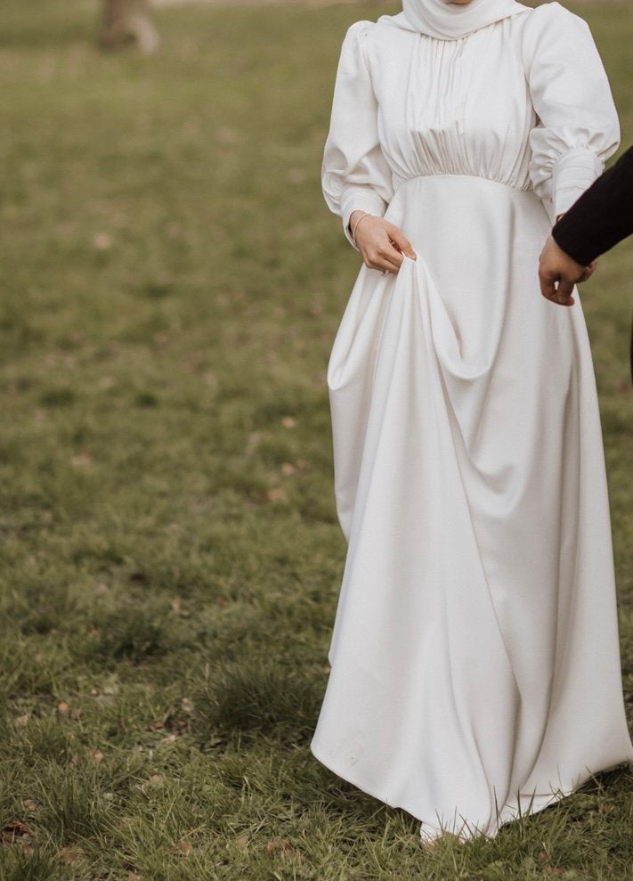 Wedding dress/ Abiye wit, Galajurk, Wit, Ophalen of Verzenden, Zo goed als nieuw