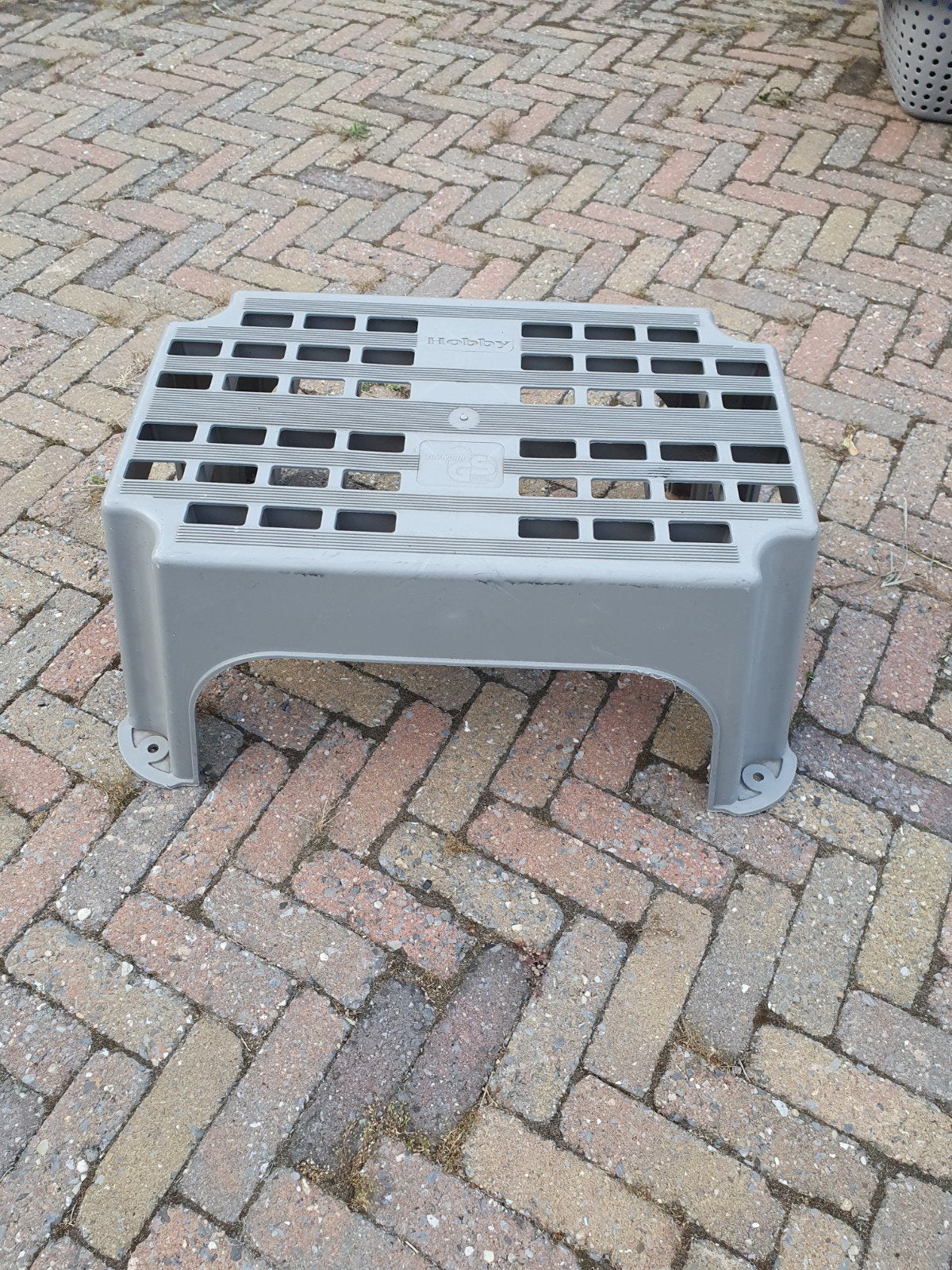 Hobby caravan opstapje - grijs, Caravans en Kamperen, Kampeeraccessoires, Ophalen, Gebruikt