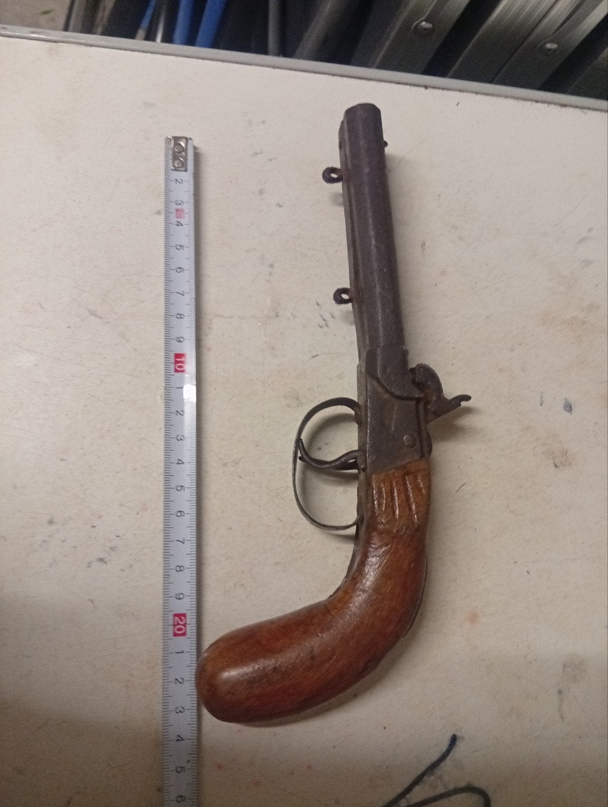 Antiek dubbelloops zwartkruit pistool, Ophalen of Verzenden, Overige soorten