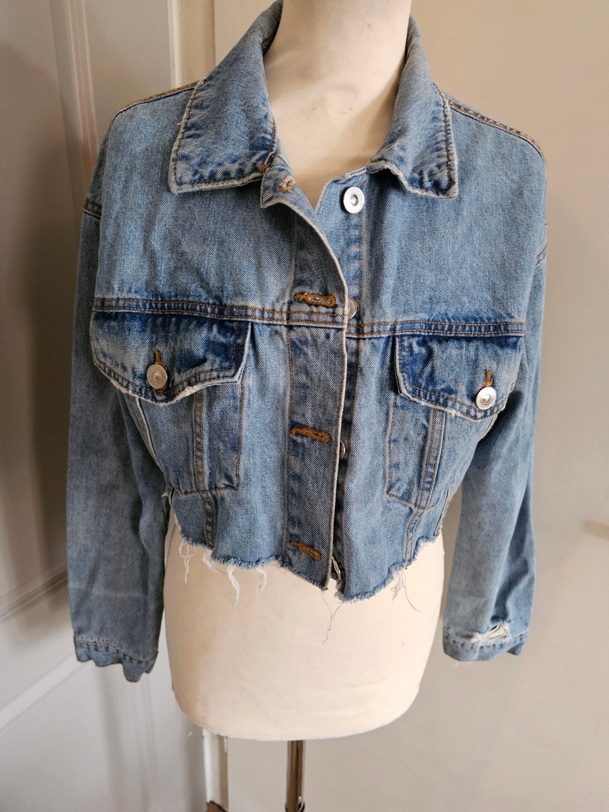 bershka spijkerjasje maat S, Ophalen of Verzenden, Zo goed als nieuw, Blauw