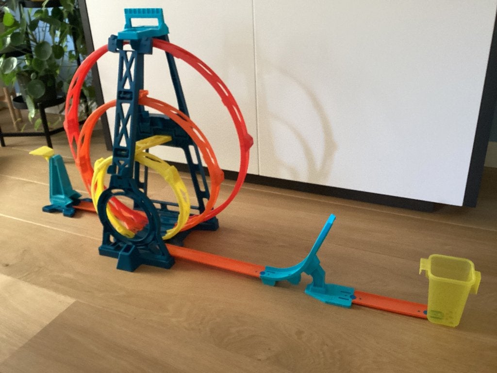 Hot wheels track builder triple looping, Racebaan, Ophalen of Verzenden, Zo goed als nieuw, Hot Wheels