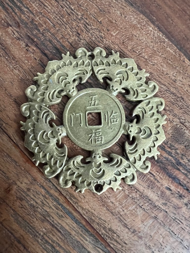 Fengshui messing vleermuis Chinese geluksmunt hanger chinees, Verburgt Vintage, Nieuw, Ophalen of Verzenden, https://verburgtvintage.nl/#contact