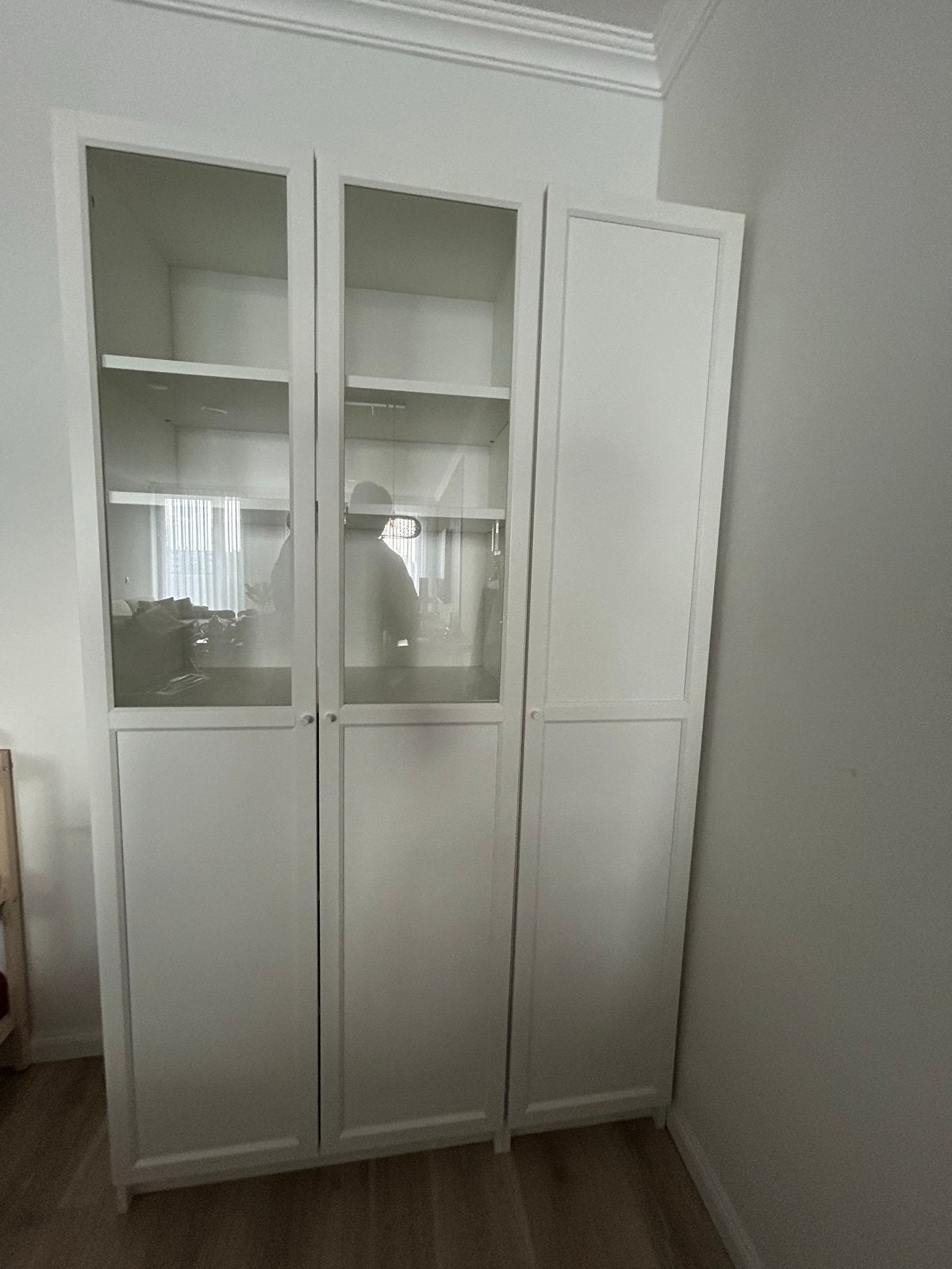 2 witte IKEA Billy kasten met deuren (80 + 40 cm), Huis en Inrichting, Ophalen, Gebruikt
