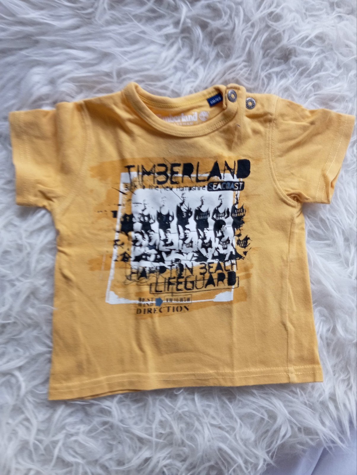 Geel Timberland T-shirt met 'Lifeguard' print, maat 68, Ophalen of Verzenden, Timberland, Jongetje, Shirtje of Longsleeve