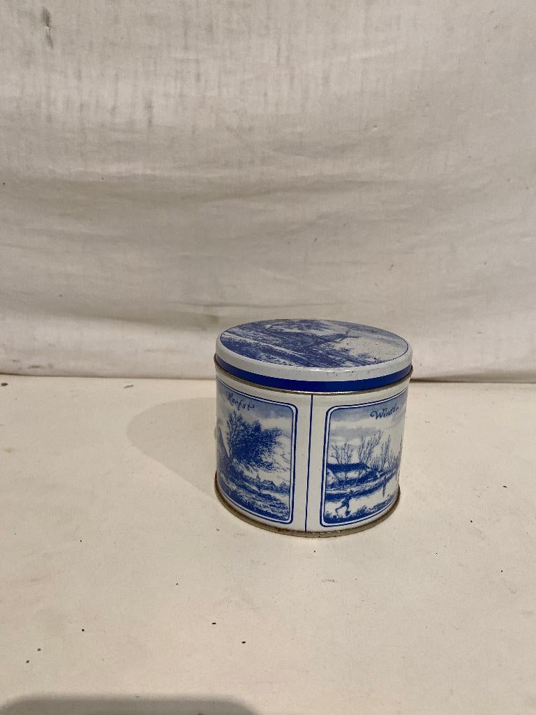 Delfts blauwe koekjes trommel, Verzamelen, Blikken, Overige, Ophalen of Verzenden