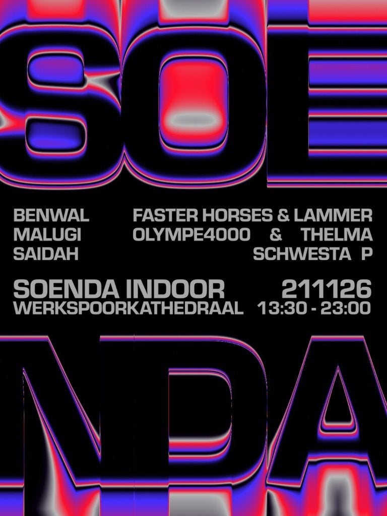 Soenda Indoor Werkspoorkathedraal 21 nov 2026 Tickets, Twee personen