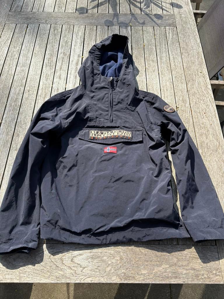 Napapijri Anorak Jas - Donkerblauw maat 152, Ophalen of Verzenden, Zo goed als nieuw, Jongen of Meisje, Jas