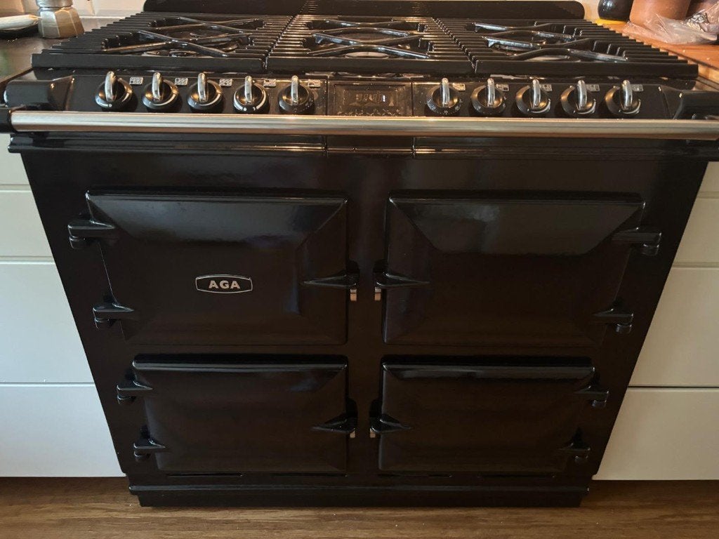 Zwarte AGA Six-Four – Buitenkans via Aga Expert Jantrus, Witgoed en Apparatuur, Grill, Gebruikt, 60 cm of meer, Ophalen of Verzenden