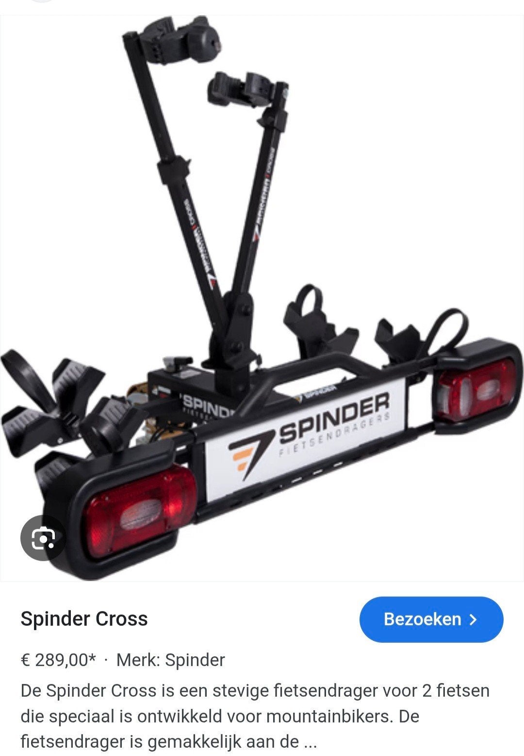 Spinder Cross Trekhaak Fietsendrager voor 2 fietsen, Ophalen, Gebruikt, Elektrische fiets, 2 fietsen