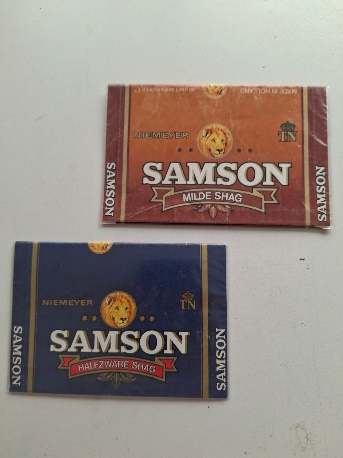 2 x Samson verpakking 40 gr (leeg), Verzamelen, Merken en Reclamevoorwerpen, Ophalen of Verzenden, Zo goed als nieuw, Verpakking
