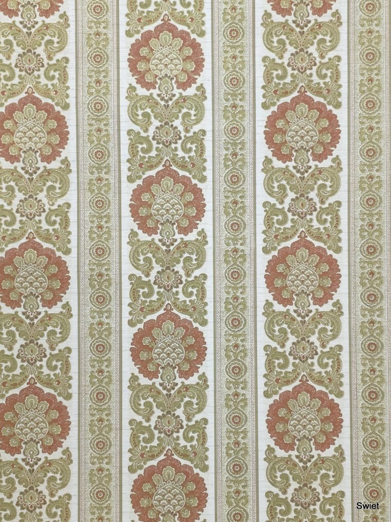 4691 60s klassiek oud behang groen rood barok vintage  swiet, Huis en Inrichting, Ophalen of Verzenden, Groen