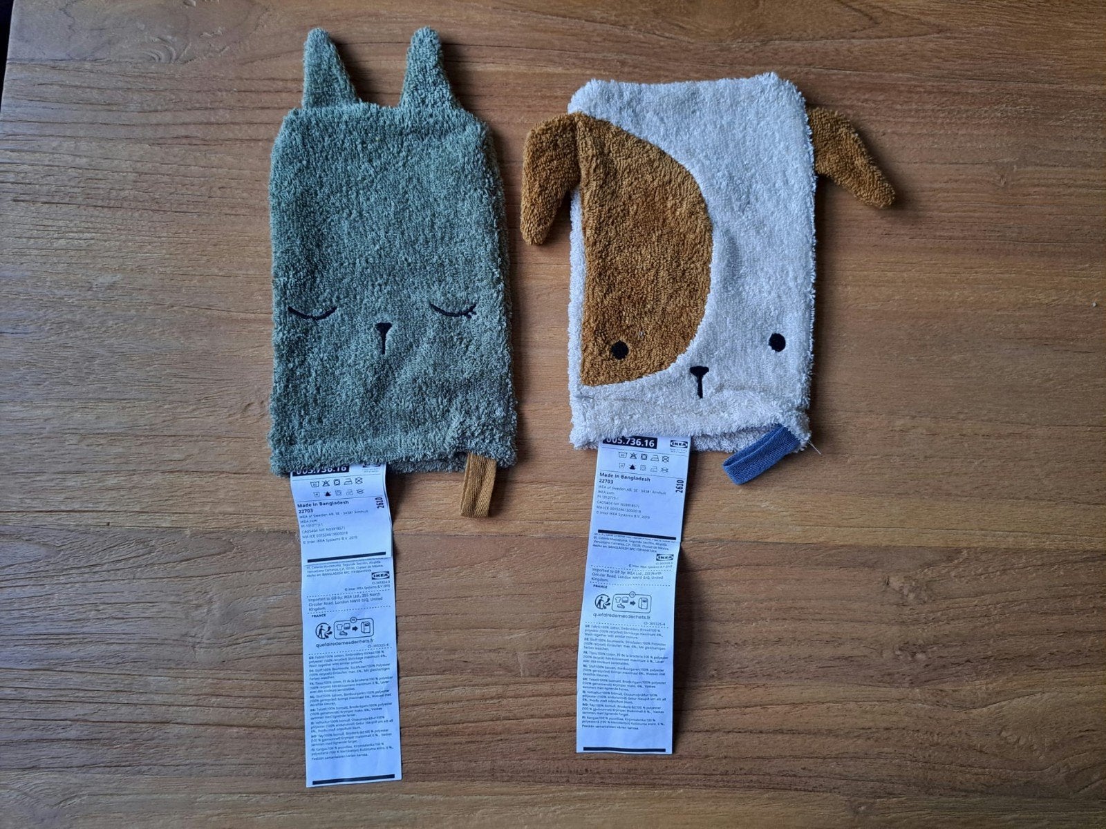 Ikea 2x washandjes in de vorm van een hond en een draak, Ophalen of Verzenden, Nieuw, Overige typen, Overige merken