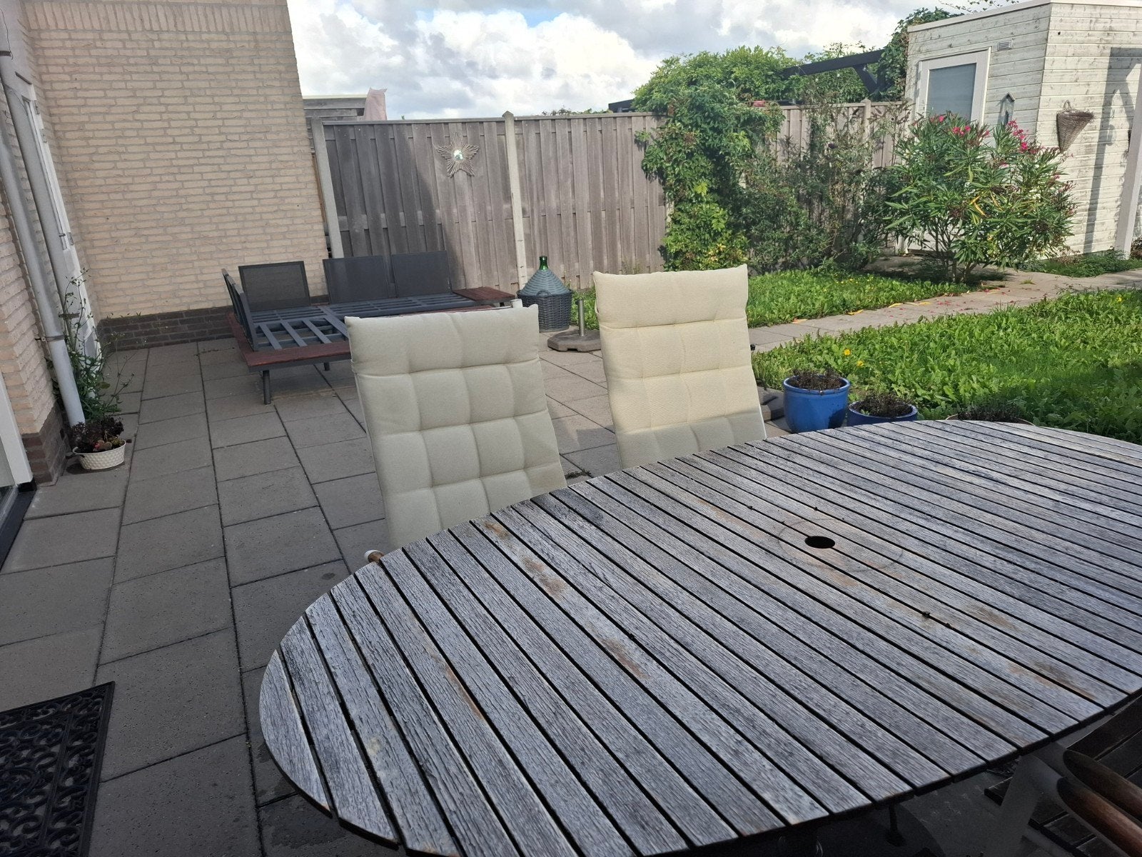 Ikea tuinset met 4 stoelen en kussens (opknapper), Tuin en Terras, Ophalen, 4 zitplaatsen, Gebruikt, Tuinset