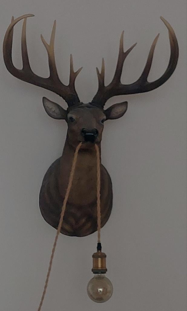Kare Design wandlamp grote hertenkop in nieuwstaat!, Ophalen, Zo goed als nieuw, Overige materialen, Landelijk, cottage. boho