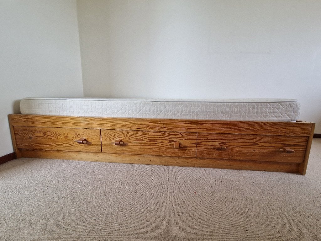 Kajuitbed Lundia hout, 3 grote lades, lattenbodem, matras, Ophalen, Gebruikt, 90 cm, Eenpersoons