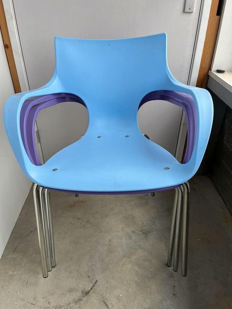 Workware Stoel Jim blauw en 2 x paars nieuw, Huis en Inrichting, Kunststof, Drie, Blauw, Nieuw