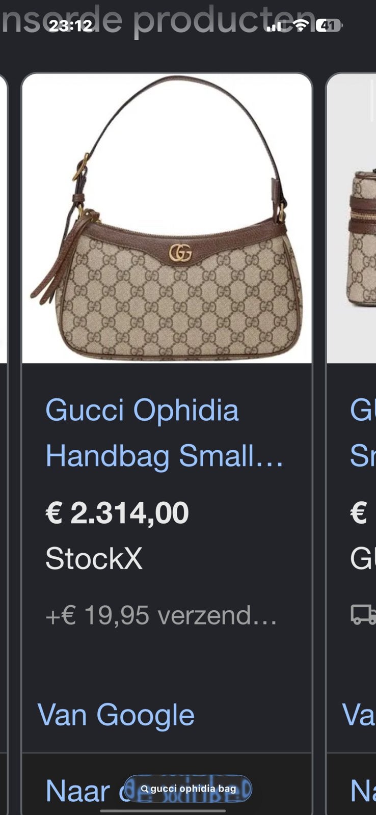 Gucci tas Ophidia origineel, Ophalen of Verzenden, Zo goed als nieuw, Bruin, Handtas