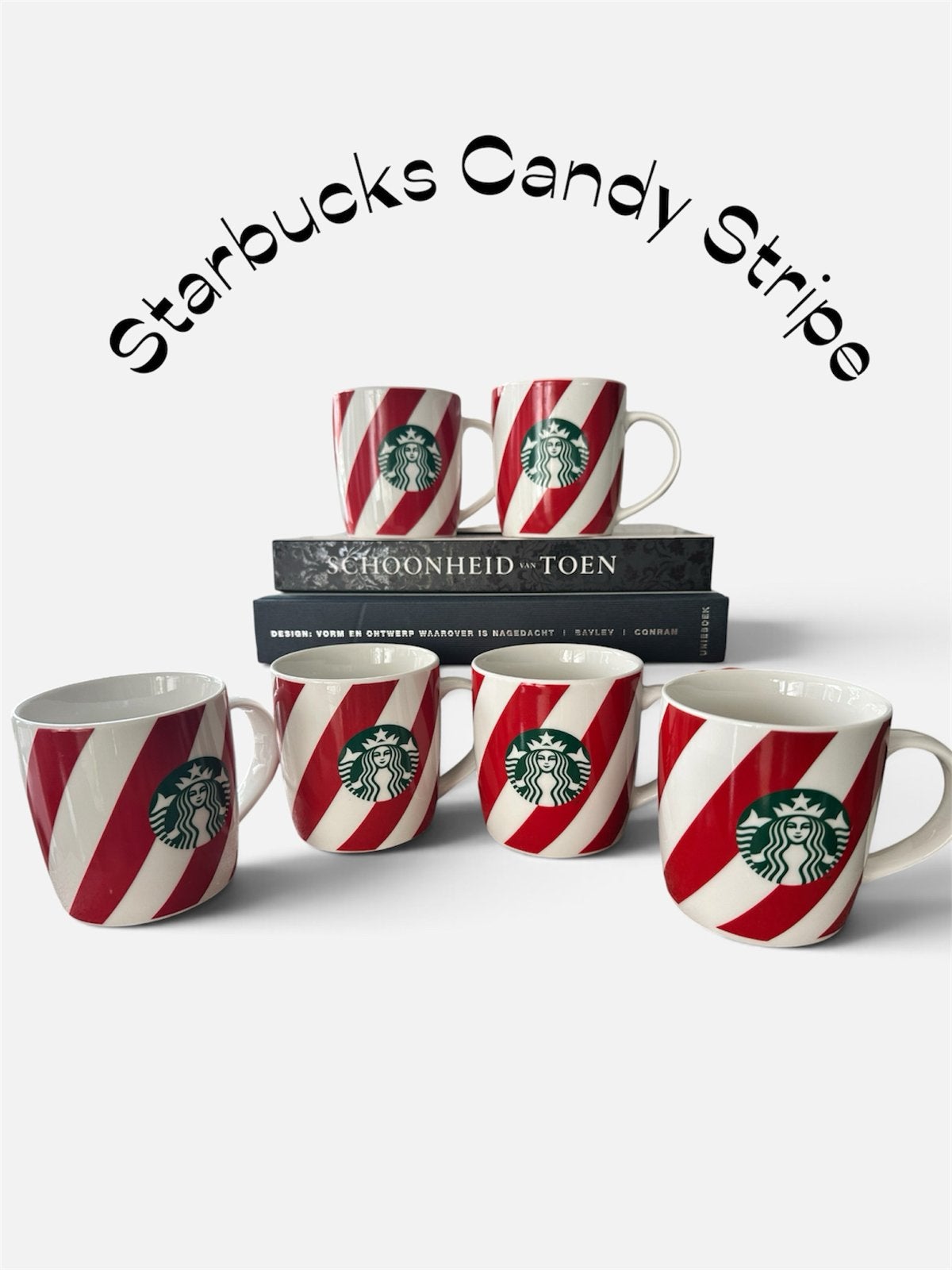 6x Starbucks Candy Stripe  - Royale Bekers, Overige typen, Ophalen of Verzenden, Zo goed als nieuw, Steen/keramiek